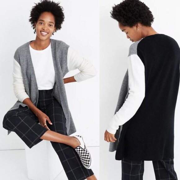 Madewell Colour Block Alpaca Wool Cardigan Knit Sweater Style AF533 Coziest Yarn - Picture 1 of 11